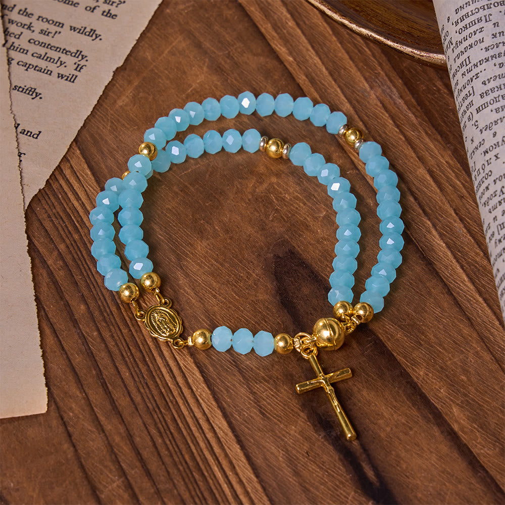 Christianartworkshop Vielseitiges, mehrlagiges Rosenkranzarmband: Symbol himmlischen Segens - Blau - image 0