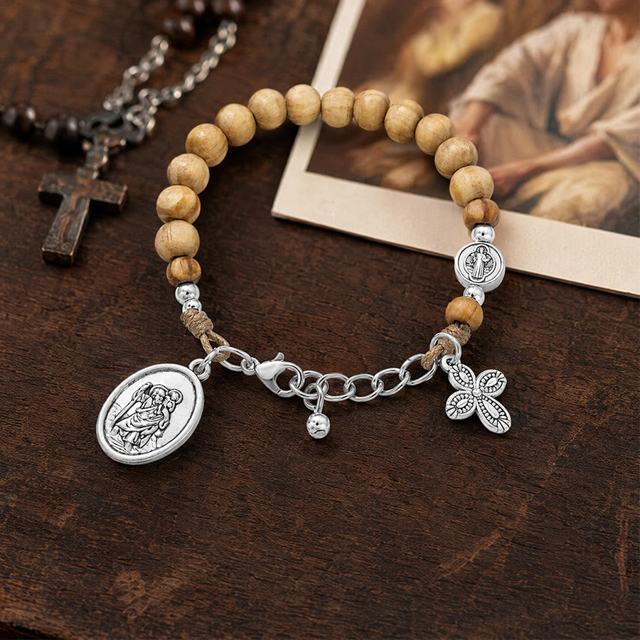 Christianartworkshop Zeitloser Rosenkranz aus Holzperlen mit dem Heiligen Christophorus: Leuchtfeuer treuer geistlicher Führung - image 23
