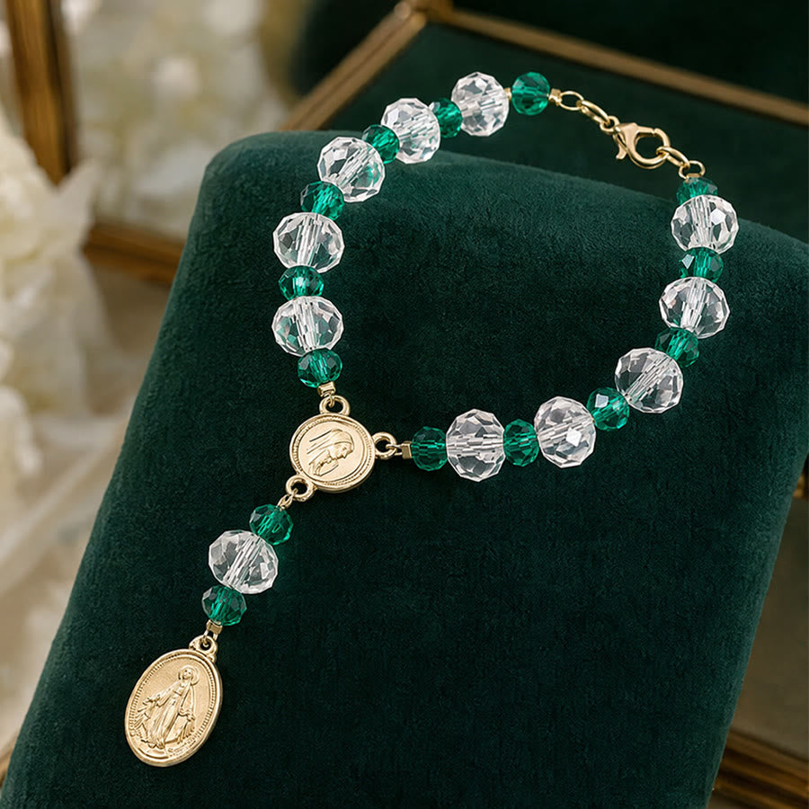 Christianartworkshop Zartes Kristall-Rosenkranz-Armband mit Marienmedaille: Zeichen ewiger mütterlicher Gnade - image 5