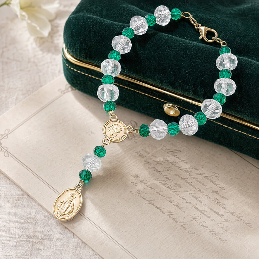 Christianartworkshop Zartes Kristall-Rosenkranz-Armband mit Marienmedaille: Zeichen ewiger mütterlicher Gnade - image 4