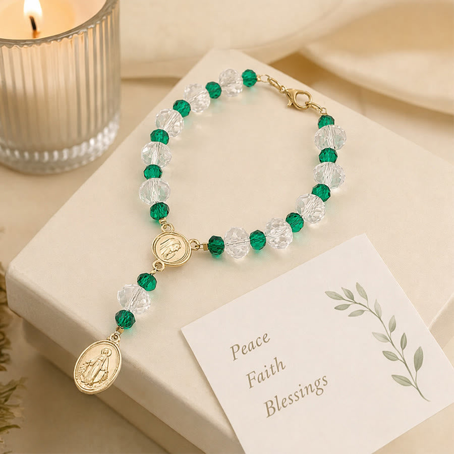 Christianartworkshop Zartes Kristall-Rosenkranz-Armband mit Marienmedaille: Zeichen ewiger mütterlicher Gnade - image 3