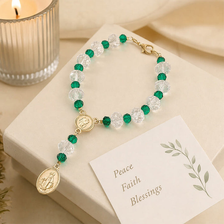 Christianartworkshop Zartes Kristall-Rosenkranz-Armband mit Marienmedaille: Zeichen ewiger mütterlicher Gnade - image 3