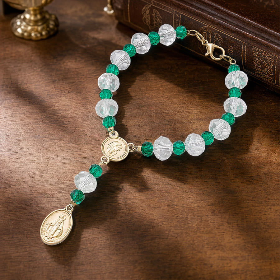 Christianartworkshop Zartes Kristall-Rosenkranz-Armband mit Marienmedaille: Zeichen ewiger mütterlicher Gnade - image 6