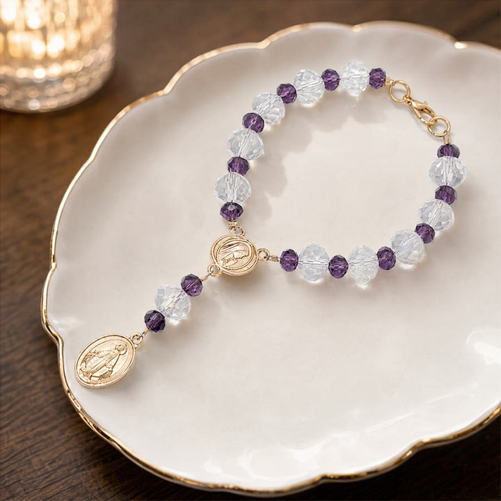 Christianartworkshop Zartes Kristall-Rosenkranz-Armband mit Marienmedaille: Zeichen ewiger mütterlicher Gnade - image 8