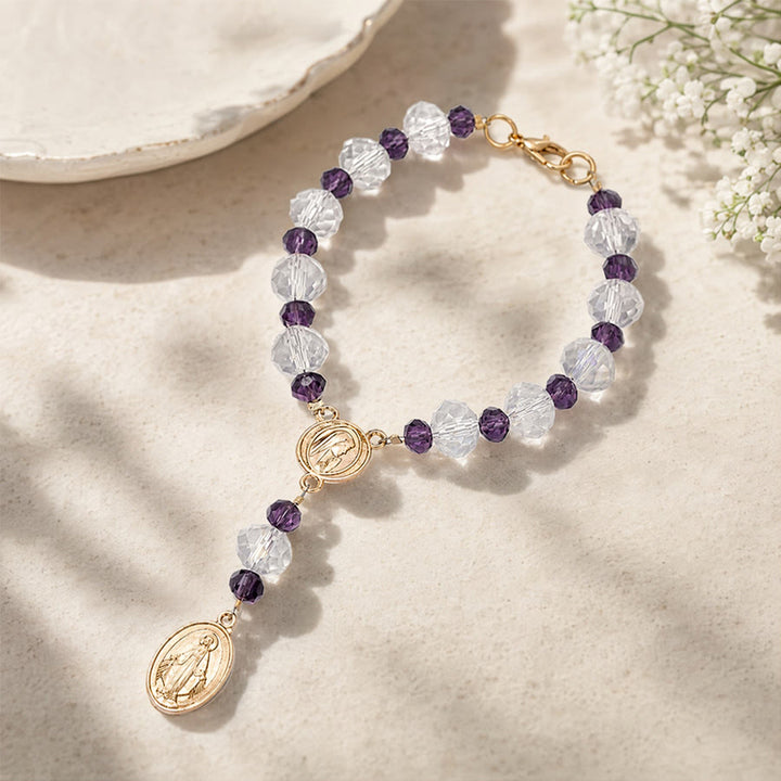 Christianartworkshop Zartes Kristall-Rosenkranz-Armband mit Marienmedaille: Zeichen ewiger mütterlicher Gnade - image 9