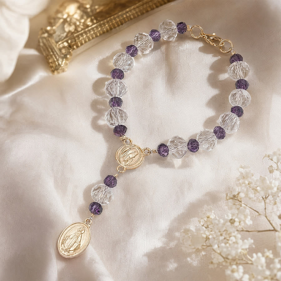 Christianartworkshop Zartes Kristall-Rosenkranz-Armband mit Marienmedaille: Zeichen ewiger mütterlicher Gnade - image 10