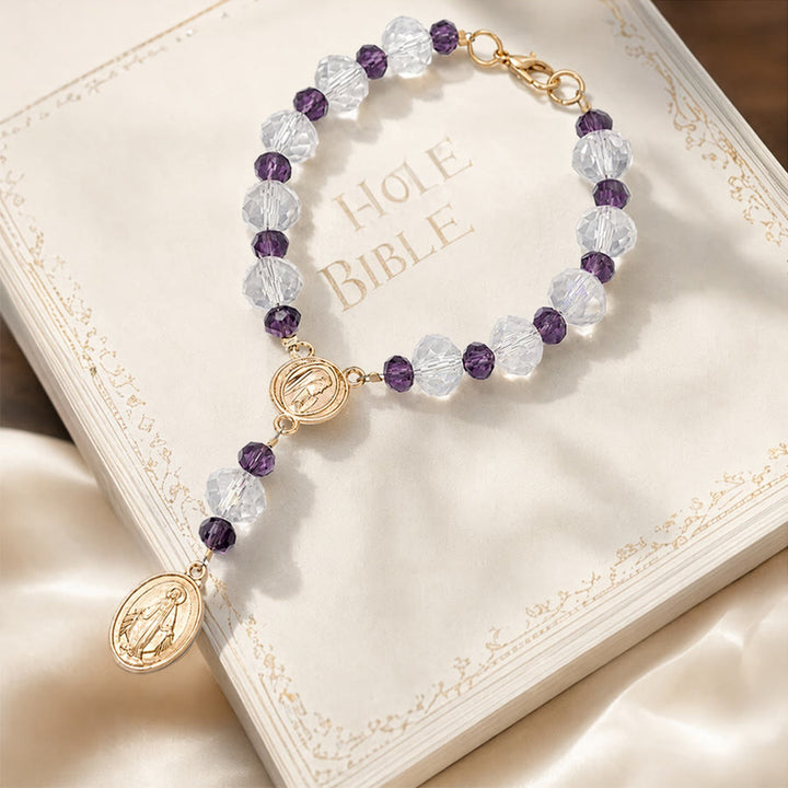 Christianartworkshop Zartes Kristall-Rosenkranz-Armband mit Marienmedaille: Zeichen ewiger mütterlicher Gnade - image 11