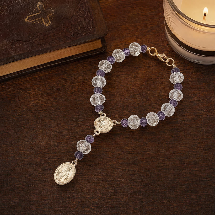 Christianartworkshop Zartes Kristall-Rosenkranz-Armband mit Marienmedaille: Zeichen ewiger mütterlicher Gnade - image 13