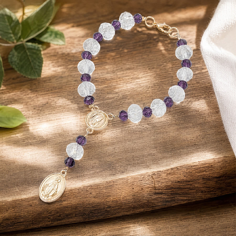 Christianartworkshop Zartes Kristall-Rosenkranz-Armband mit Marienmedaille: Zeichen ewiger mütterlicher Gnade - image 14