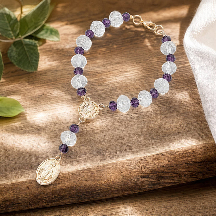 Christianartworkshop Zartes Kristall-Rosenkranz-Armband mit Marienmedaille: Zeichen ewiger mütterlicher Gnade - image 14