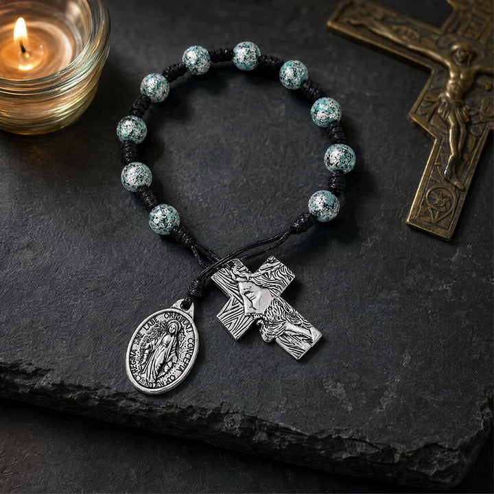 Christianartworkshop Andachtsrosenkranz mit zwei Stilen, Marienmedaille und Kreuzanhängern: Zeichen der sanften göttlichen Barmherzigkeit - image 4