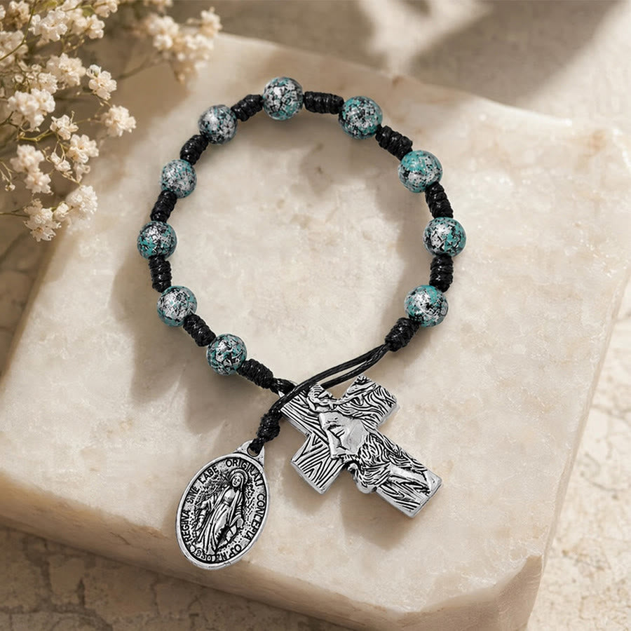 Christianartworkshop Andachtsrosenkranz mit zwei Stilen, Marienmedaille und Kreuzanhängern: Zeichen der sanften göttlichen Barmherzigkeit - image 1