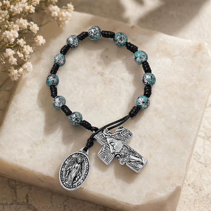 Christianartworkshop Andachtsrosenkranz mit zwei Stilen, Marienmedaille und Kreuzanhängern: Zeichen der sanften göttlichen Barmherzigkeit - image 1