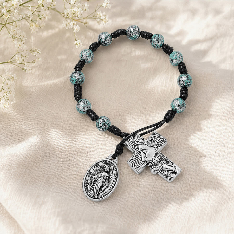 Christianartworkshop Andachtsrosenkranz mit zwei Stilen, Marienmedaille und Kreuzanhängern: Zeichen der sanften göttlichen Barmherzigkeit - image 5