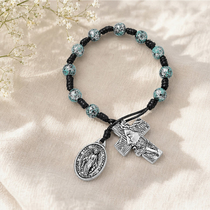 Christianartworkshop Andachtsrosenkranz mit zwei Stilen, Marienmedaille und Kreuzanhängern: Zeichen der sanften göttlichen Barmherzigkeit - image 5