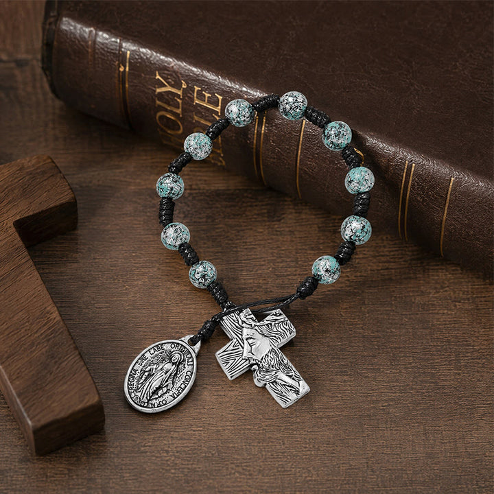 Christianartworkshop Andachtsrosenkranz mit zwei Stilen, Marienmedaille und Kreuzanhängern: Zeichen der sanften göttlichen Barmherzigkeit - image 6