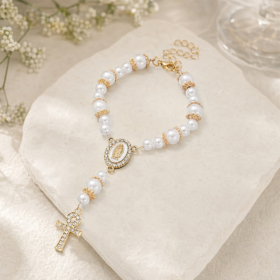 Christianartworkshop Andachtsrosenkranz mit zwei Stilen, Marienmedaille und Kreuzanhängern: Zeichen der sanften göttlichen Barmherzigkeit - image 8