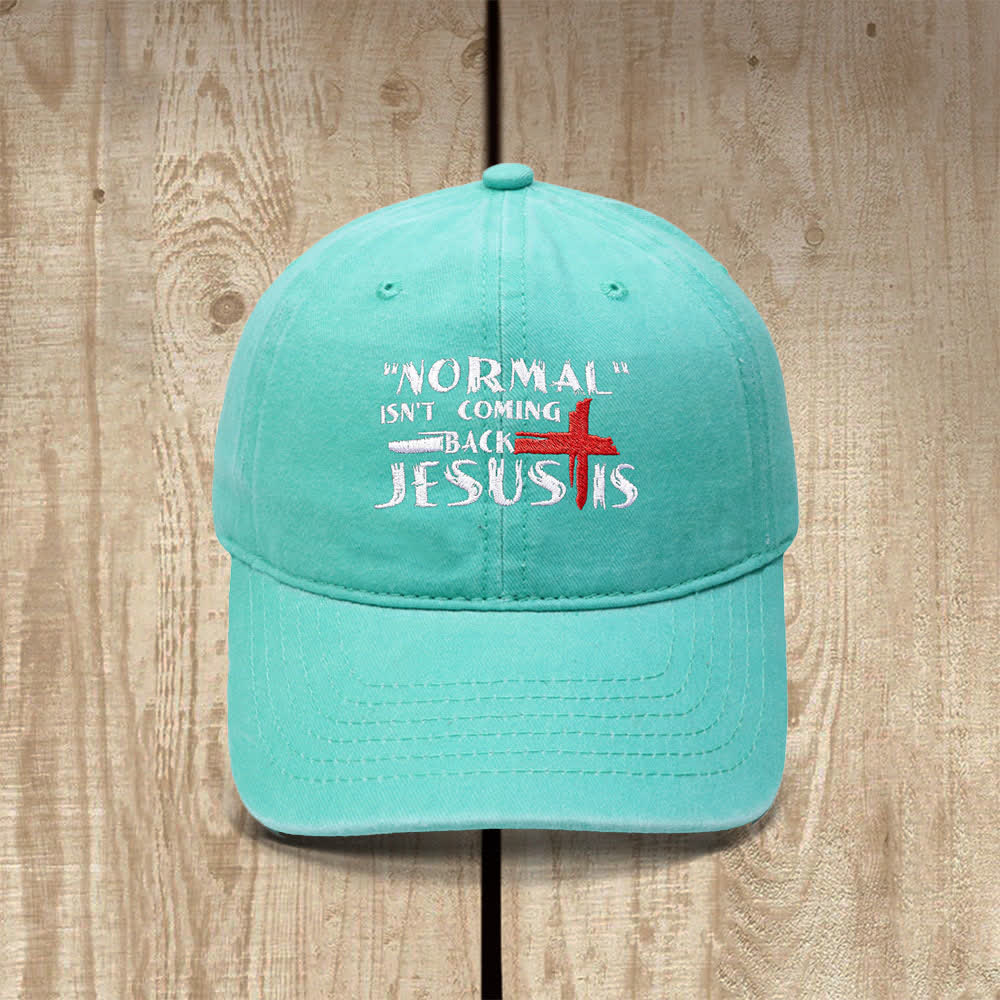 Christianartworkshop Normal Isn't Coming Back Jesus Is Cross Letter Embroidered Classic Casual Hat - Hellgrün - image 17