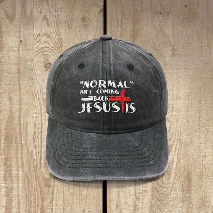 Christianartworkshop Normal Isn't Coming Back Jesus Is Cross Letter Embroidered Classic Casual Hat - Schwarz - image 1
