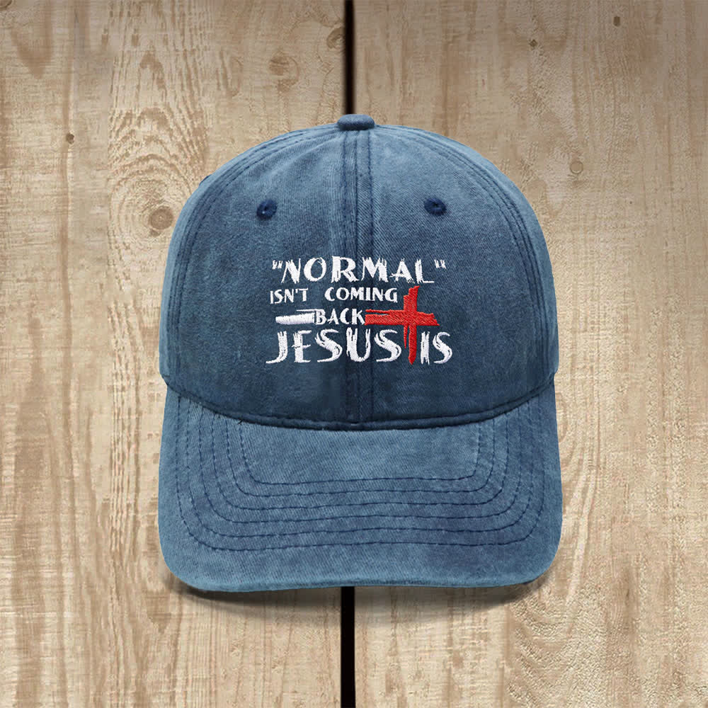 Christianartworkshop Normal Isn't Coming Back Jesus Is Cross Letter Embroidered Classic Casual Hat - Marineblau - image 8