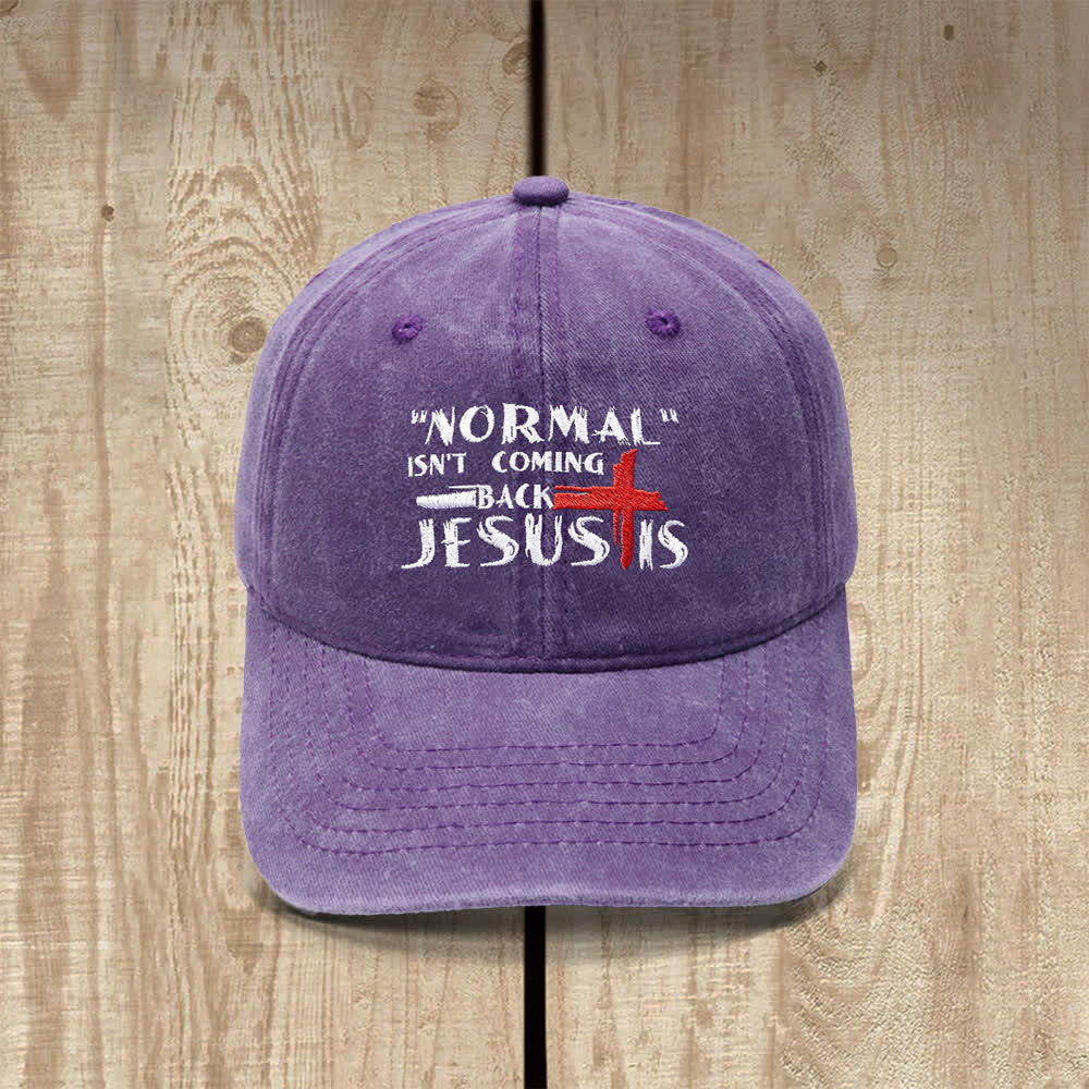 Christianartworkshop Normal Isn't Coming Back Jesus Is Cross Letter Embroidered Classic Casual Hat - Lila - image 7
