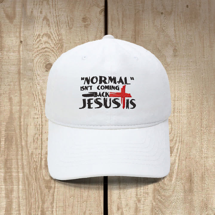 Christianartworkshop Normal Isn't Coming Back Jesus Is Cross Letter Embroidered Classic Casual Hat - Weiß - image 18