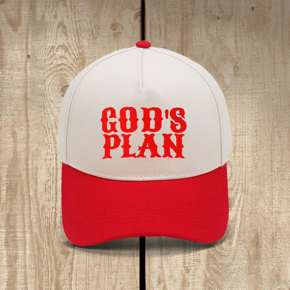 Christianartworkshop Klassischer Freizeithut mit auffälligem Aufdruck: God's Plan - Rot - image 2