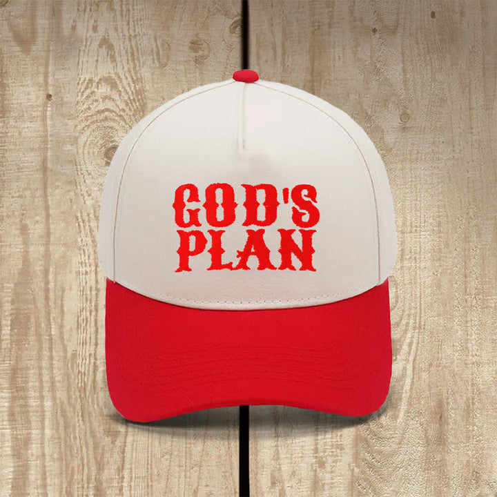 Christianartworkshop Klassischer Freizeithut mit auffälligem Aufdruck: God's Plan - Rot - image 2