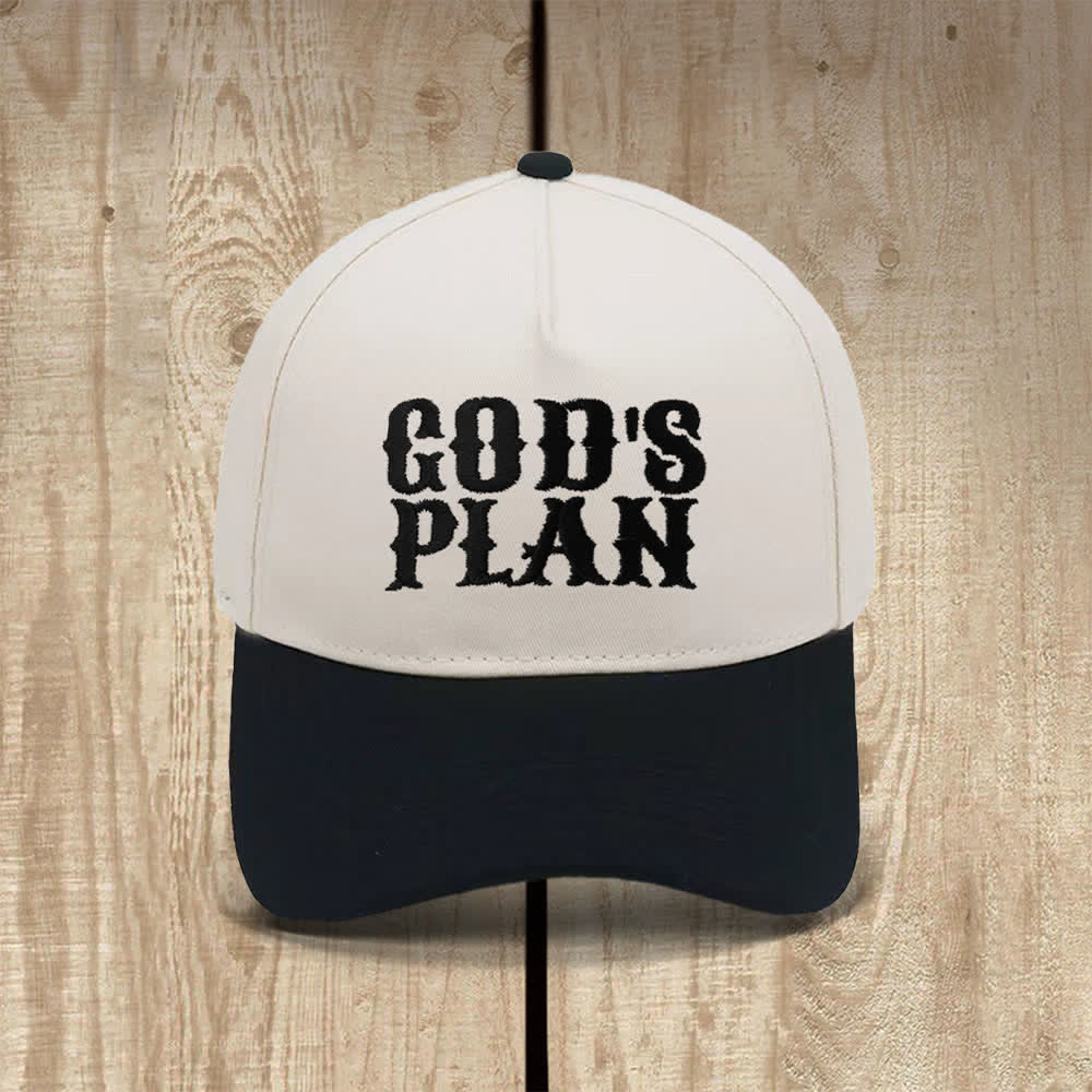 Christianartworkshop Klassischer Freizeithut mit auffälligem Aufdruck: God's Plan - Schwarz - image 0