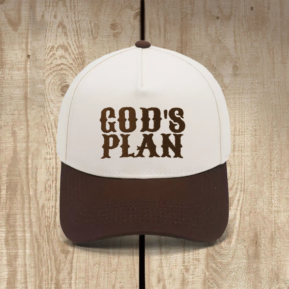 Christianartworkshop Klassischer Freizeithut mit auffälligem Aufdruck: God's Plan - Kaffee - image 9