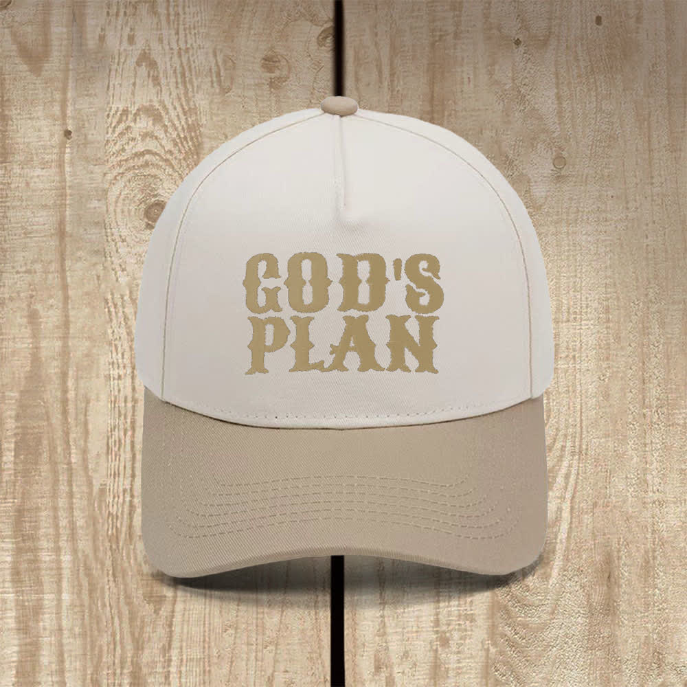 Christianartworkshop Klassischer Freizeithut mit auffälligem Aufdruck: God's Plan - Khaki - image 4