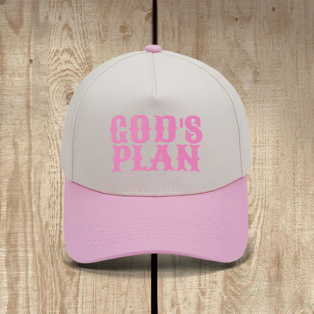 Christianartworkshop Klassischer Freizeithut mit auffälligem Aufdruck: God's Plan - Rosa - image 3