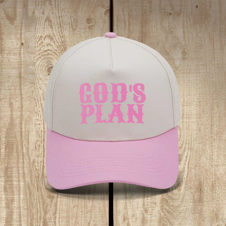 Christianartworkshop Klassischer Freizeithut mit auffälligem Aufdruck: God's Plan - Rosa - image 3