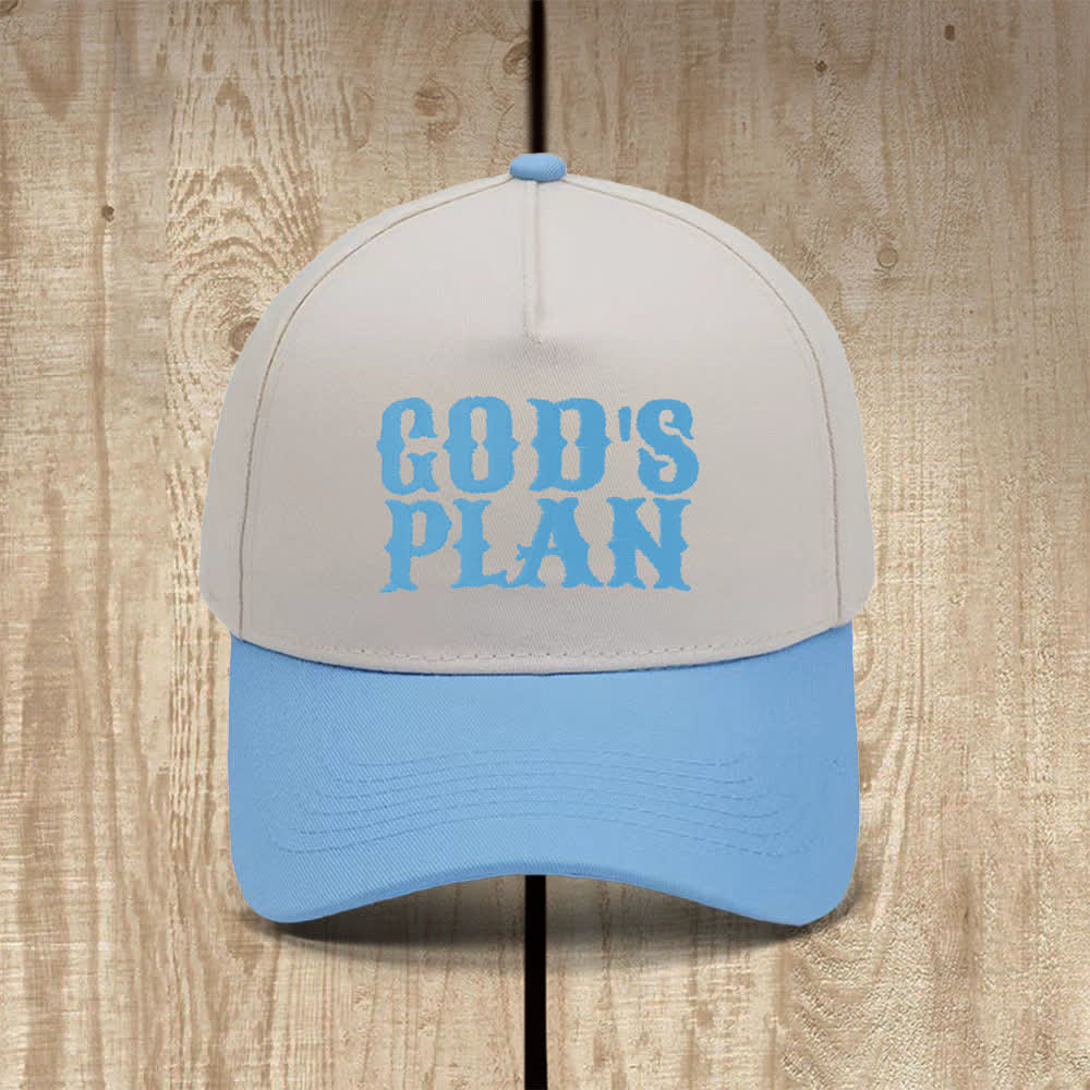 Christianartworkshop Klassischer Freizeithut mit auffälligem Aufdruck: God's Plan - Himmelblau - image 13