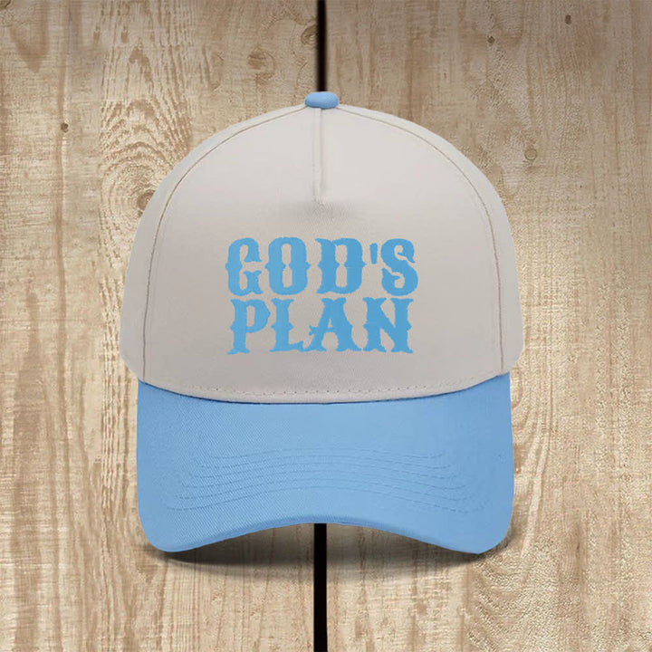 Christianartworkshop Klassischer Freizeithut mit auffälligem Aufdruck: God's Plan - Himmelblau - image 13