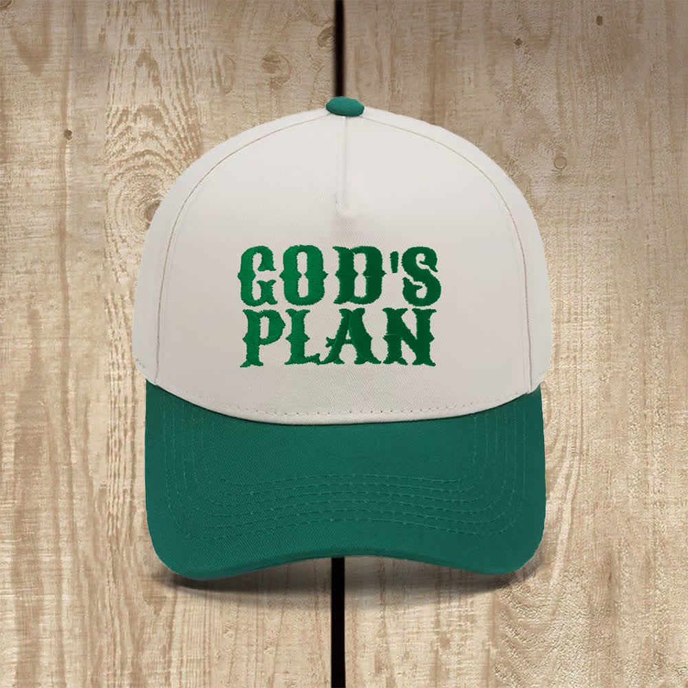 Christianartworkshop Klassischer Freizeithut mit auffälligem Aufdruck: God's Plan - Dunkelgrün - image 5