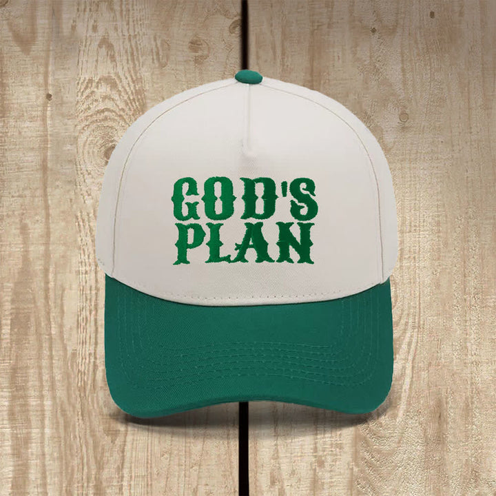 Christianartworkshop Klassischer Freizeithut mit auffälligem Aufdruck: God's Plan - Dunkelgrün - image 5