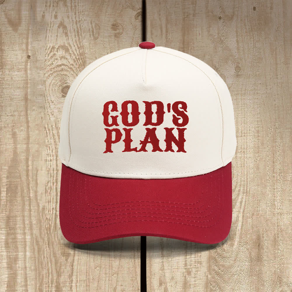 Christianartworkshop Klassischer Freizeithut mit auffälligem Aufdruck: God's Plan - Wein - image 14