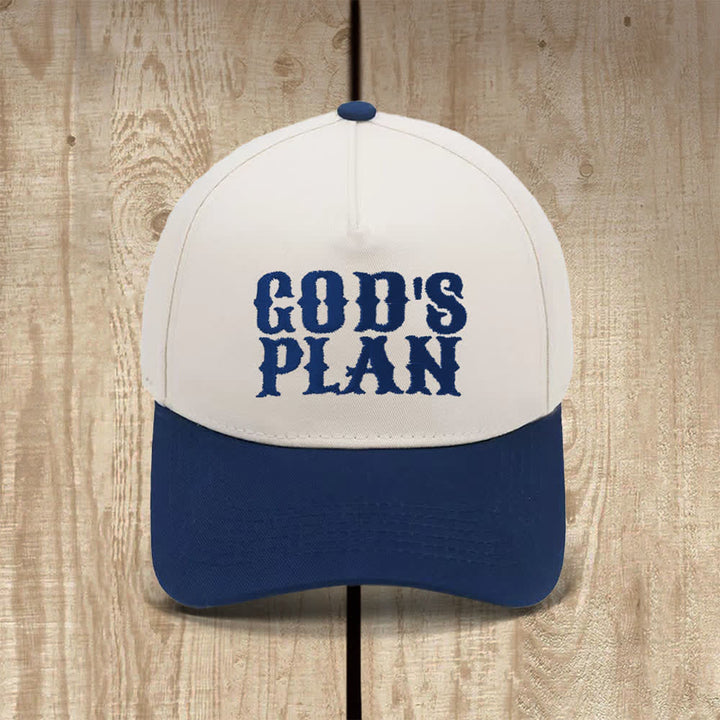 Christianartworkshop Klassischer Freizeithut mit auffälligem Aufdruck: God's Plan - Marineblau - image 7