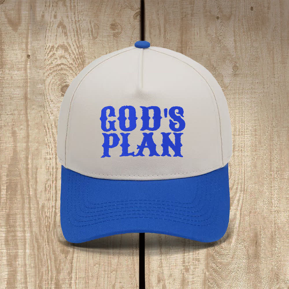 Christianartworkshop Klassischer Freizeithut mit auffälligem Aufdruck: God's Plan - Königsblau - image 6