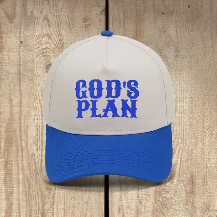 Christianartworkshop Klassischer Freizeithut mit auffälligem Aufdruck: God's Plan - Königsblau - image 6