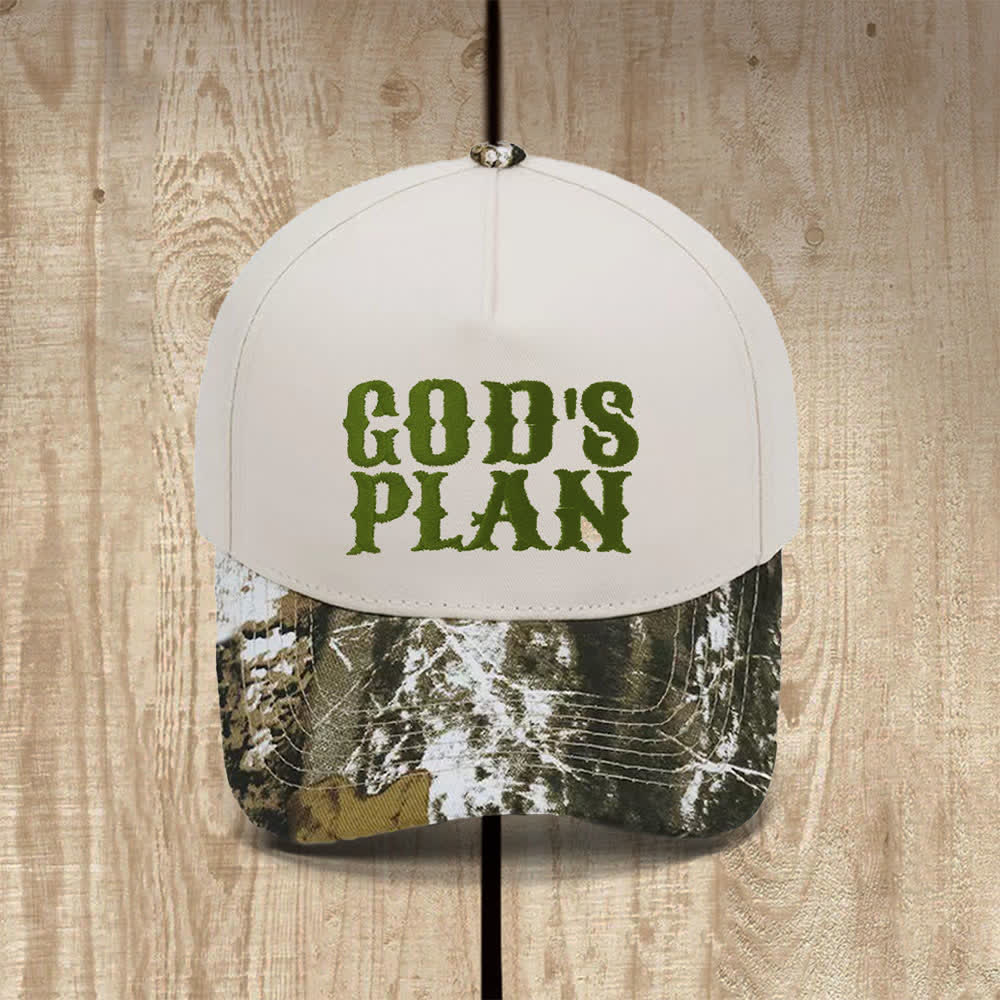 Christianartworkshop Klassischer Freizeithut mit auffälligem Aufdruck: God's Plan - Halb-Tarnung - image 10