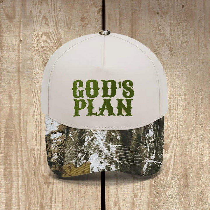 Christianartworkshop Klassischer Freizeithut mit auffälligem Aufdruck: God's Plan - Halb-Tarnung - image 10