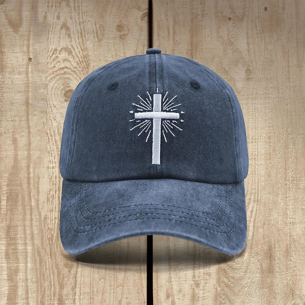 Christianartworkshop Strahlender, gestickter Kreuz-Symbol-Hut im klassischen Freizeitstil - Marineblau - image 2