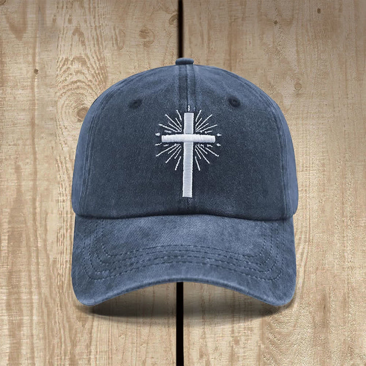 Christianartworkshop Strahlender, gestickter Kreuz-Symbol-Hut im klassischen Freizeitstil - Marineblau - image 2