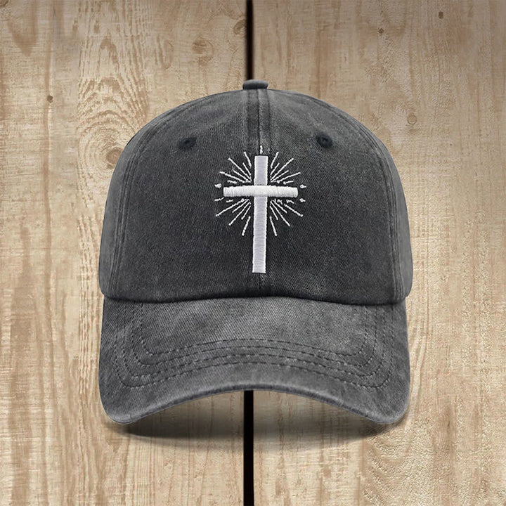 Christianartworkshop Strahlender, gestickter Kreuz-Symbol-Hut im klassischen Freizeitstil - Schwarz - image 1