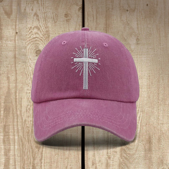 Christianartworkshop Strahlender, gestickter Kreuz-Symbol-Hut im klassischen Freizeitstil - Lila - image 0