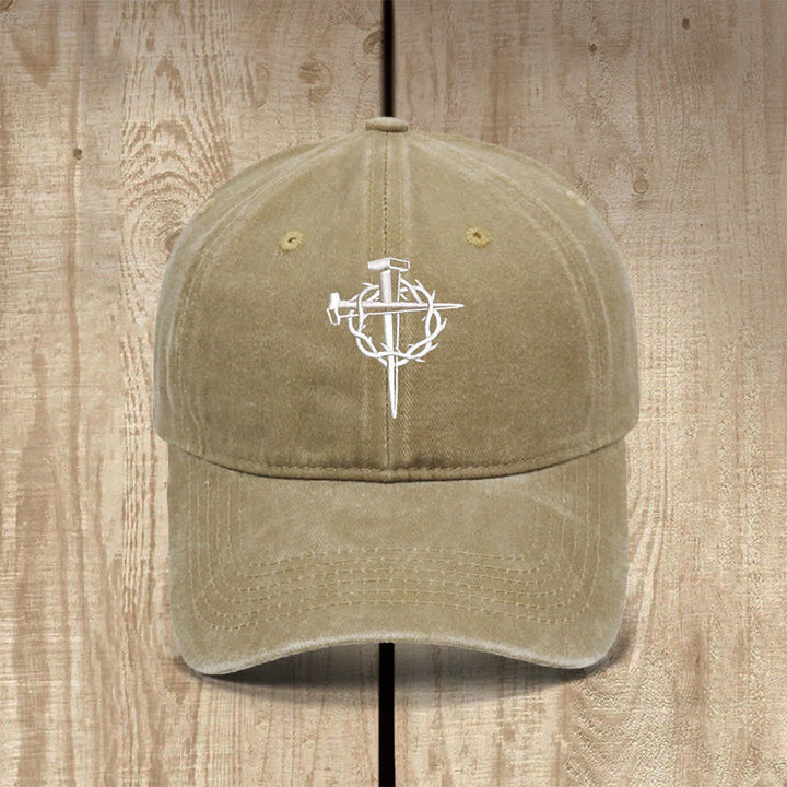 Christianartworkshop Dornenkrone, Nagelkreuz-Symbol, gestickter klassischer Freizeithut - Khaki - image 4