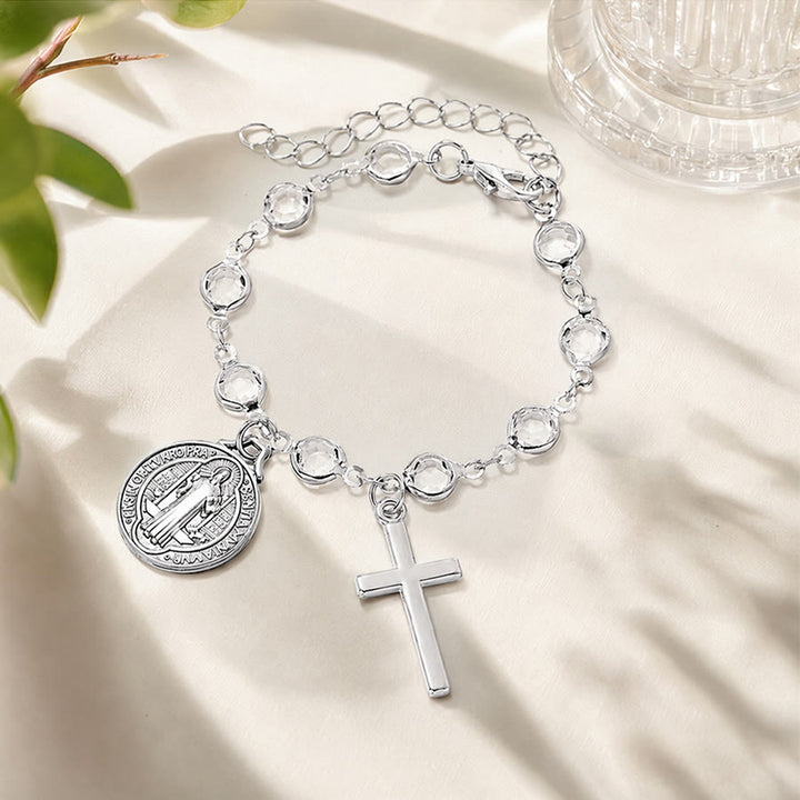 Christianartworkshop Tragbarer Rosenkranz fürs Handgelenk mit St.-Benedikt-Anhänger: Gefäß unerschütterlichen, gesegneten Schutzes - image 2