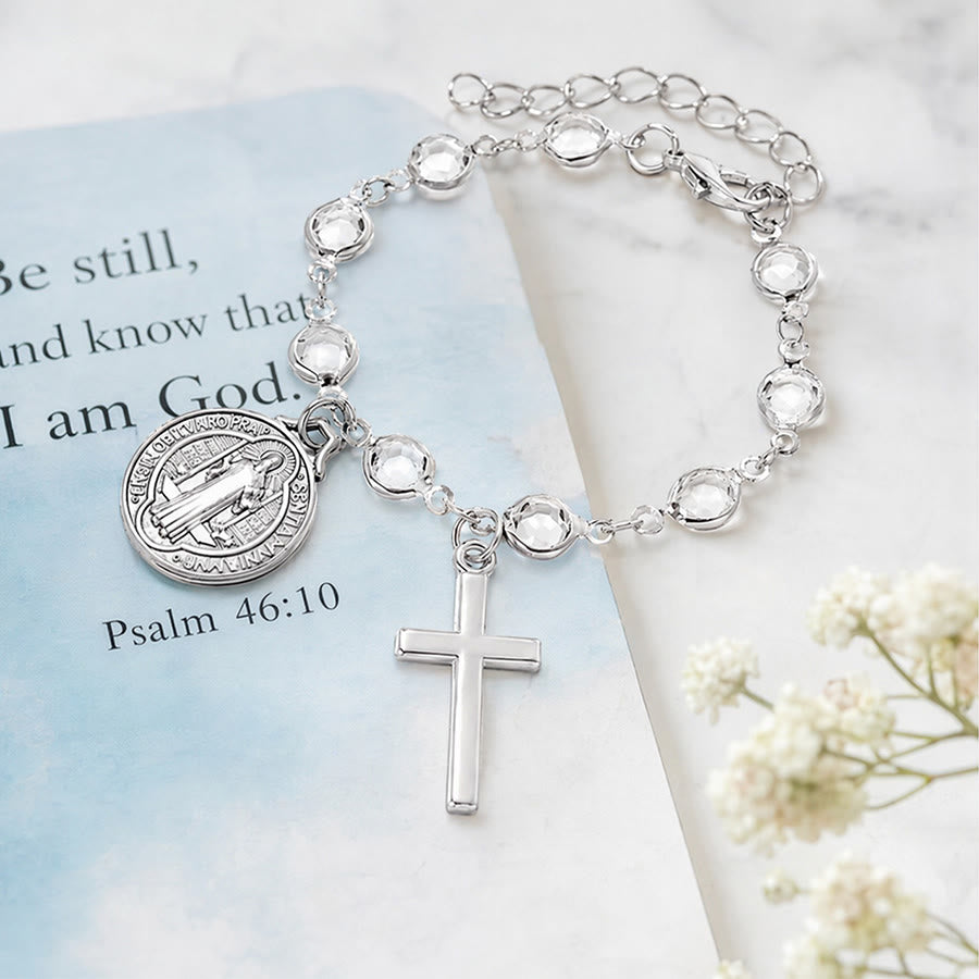 Christianartworkshop Tragbarer Rosenkranz fürs Handgelenk mit St.-Benedikt-Anhänger: Gefäß unerschütterlichen, gesegneten Schutzes - image 1